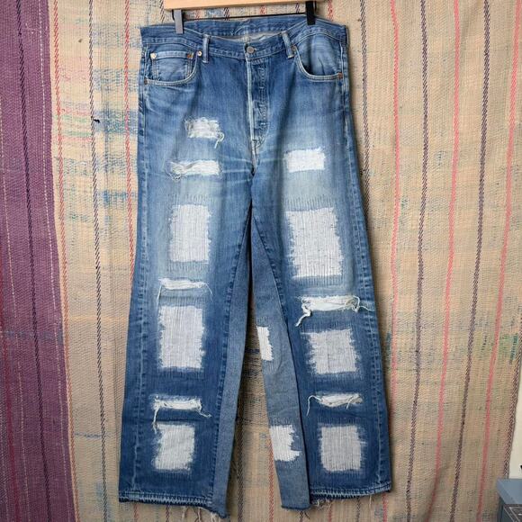 Custom wide leg baggy flared jeans size 36 x 34 - Picture 1 of 5